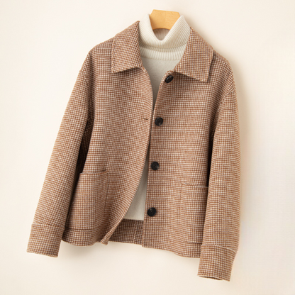 Regina Women's Wool Houndstooth Blazer Jacket - VibreMode