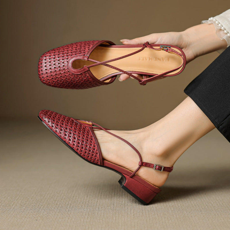 Real Leather Classic Slingback Shoes - VibreMode