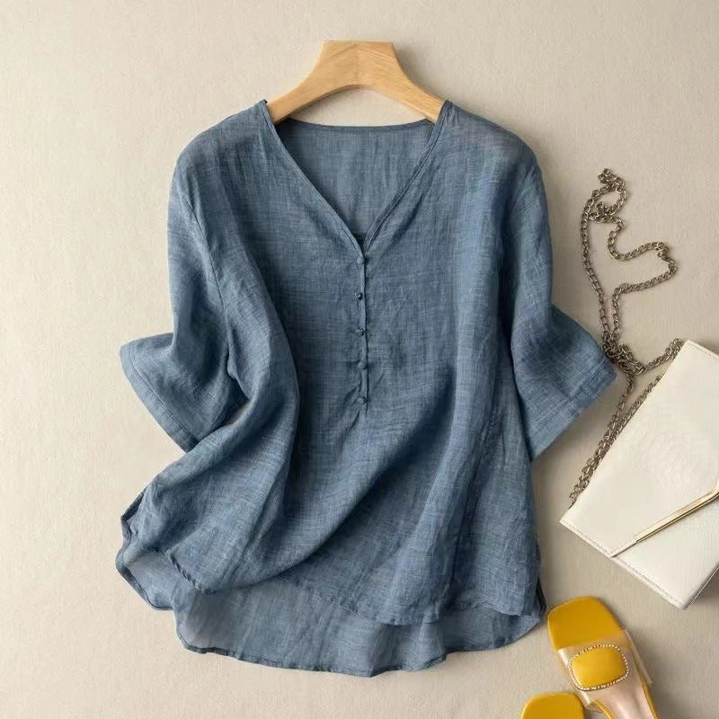 Relaxed Fit Cotton Button Down Shirt - VibreMode