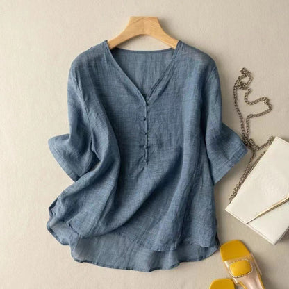 Relaxed Fit Cotton Button Down Shirt - VibreMode