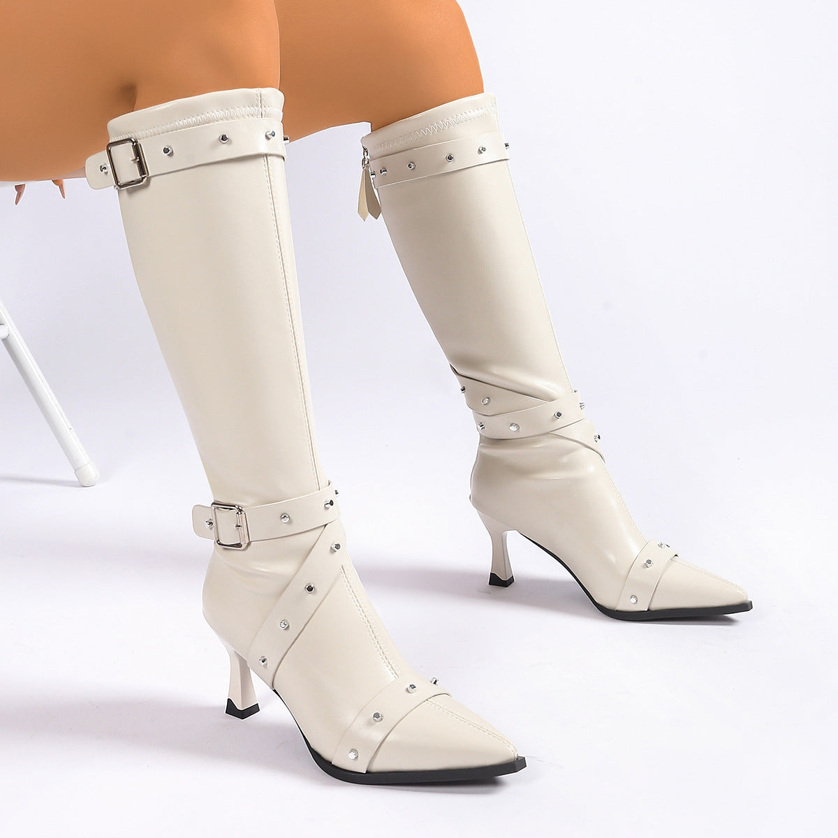 Women's Buckle Strap Pointed Toe Boots