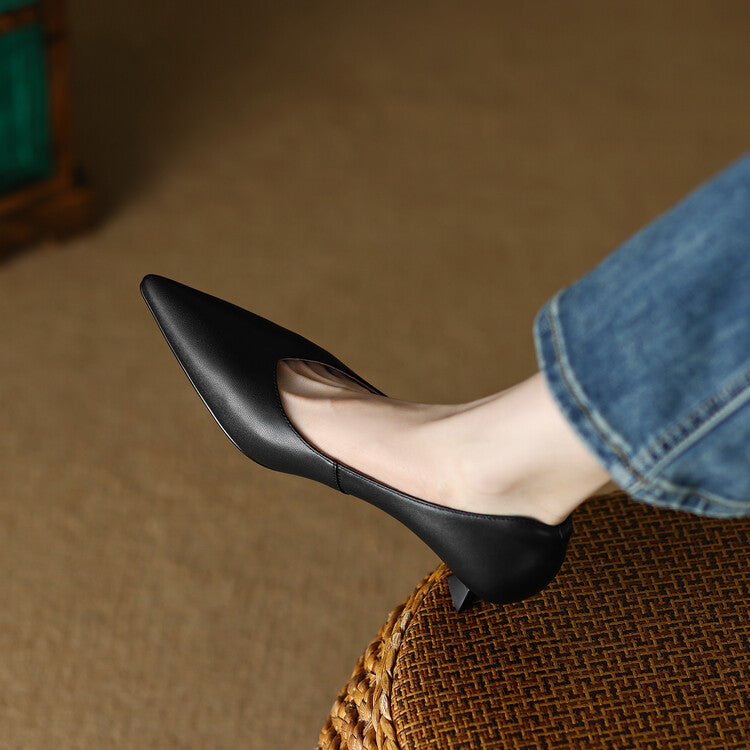 Elegant Low Heel Pointed Toe Women's Slip On Pumps