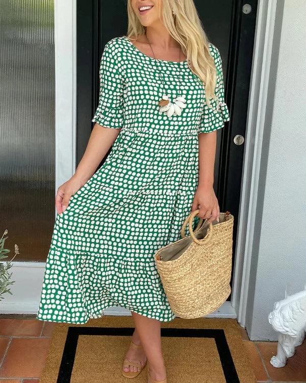 Casual Spotted Midi Dress for Women
