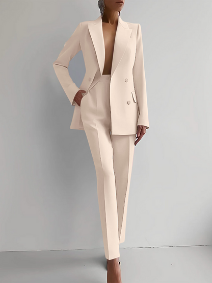 Women's Two-Piece Blazer Set Tailored Wool Black