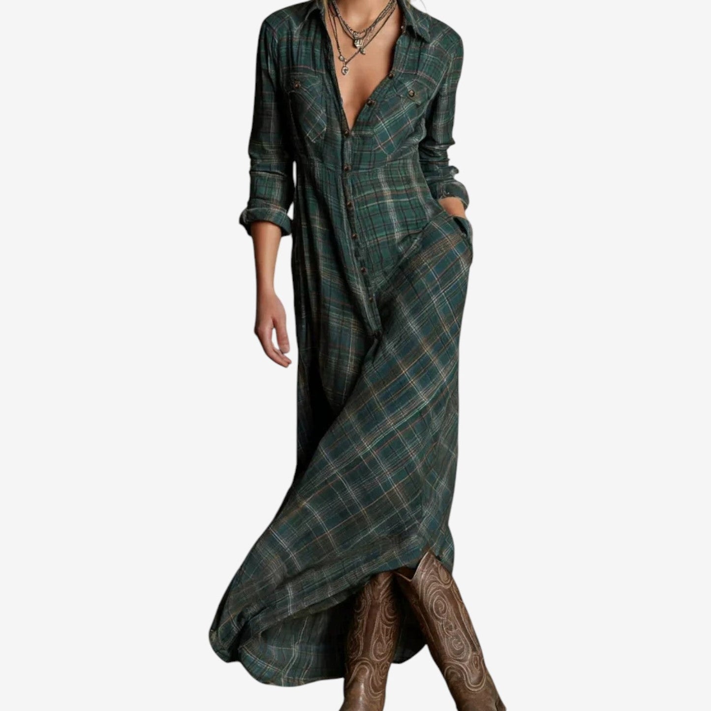 Women's Plaid Maxi Dress