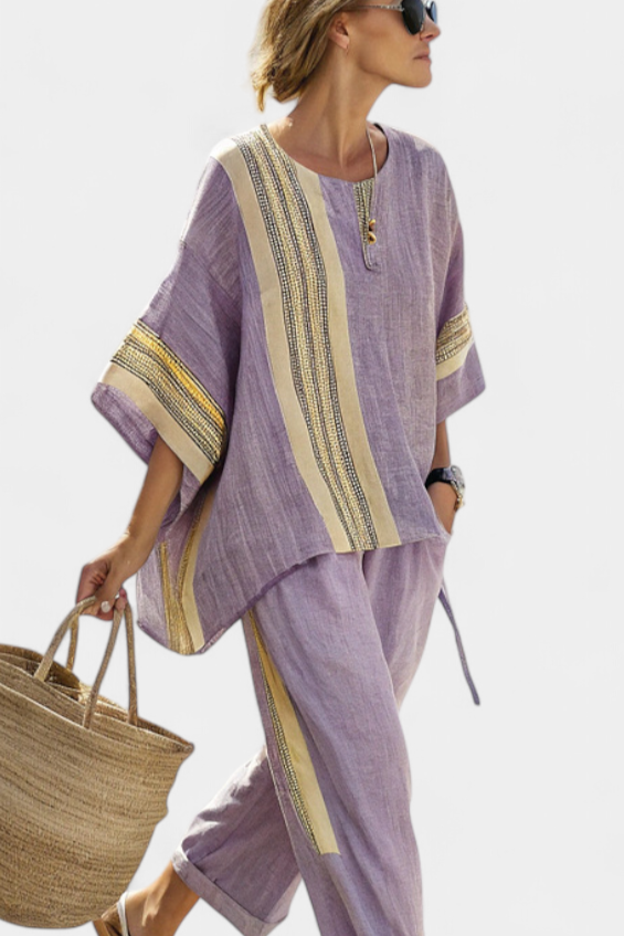 Relaxed Fit Women's 2 Piece Top and Pants Set