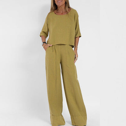 Elegant Relaxed Fit Pants Set