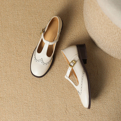 Classic Women's Low Heel Leather Mary Jane Shoes