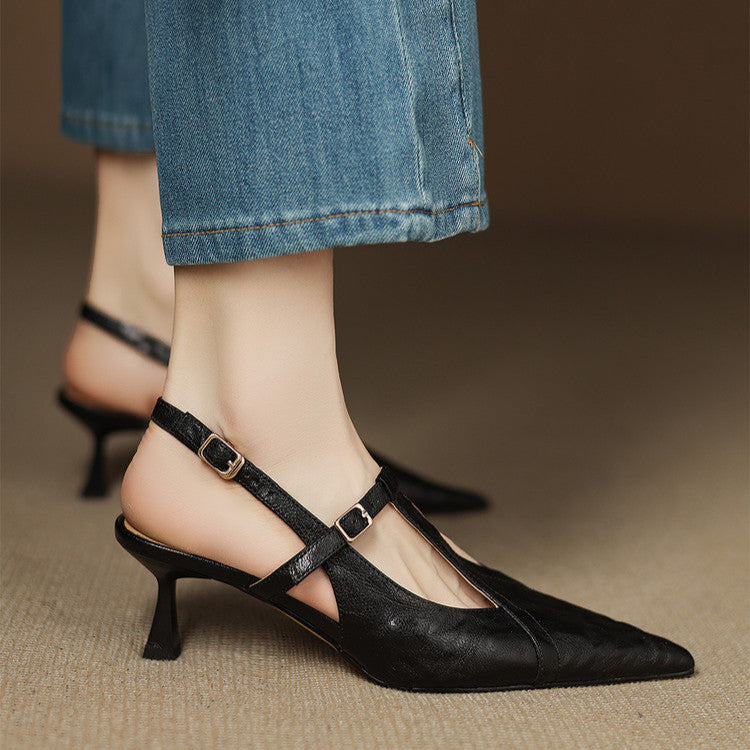 Luxury Black Leather High Heels