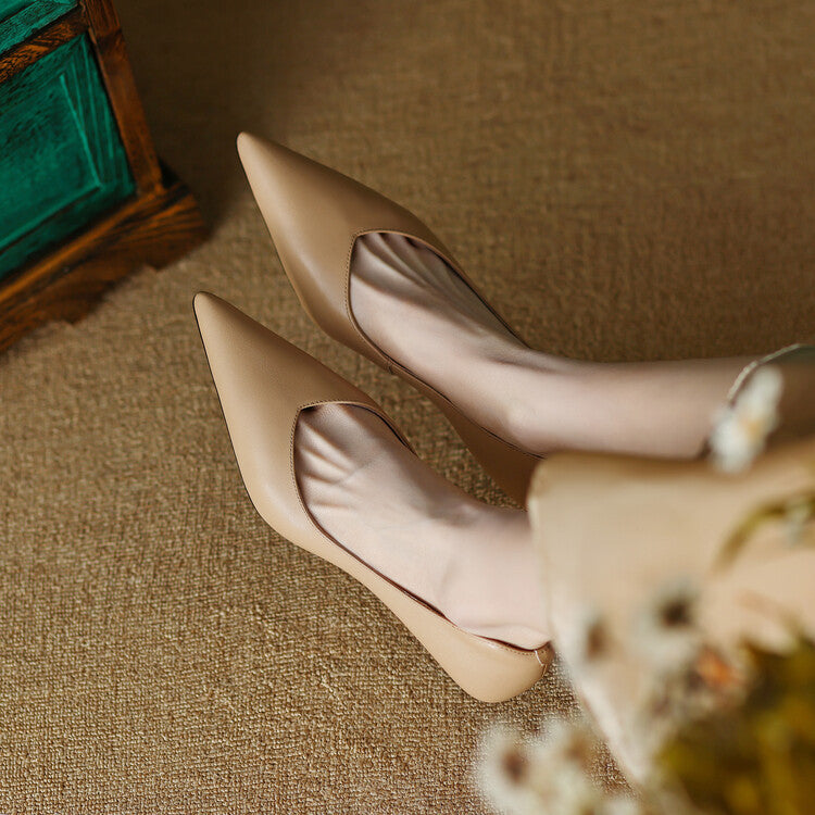 Elegant Low Heel Pointed Toe Women's Slip On Pumps