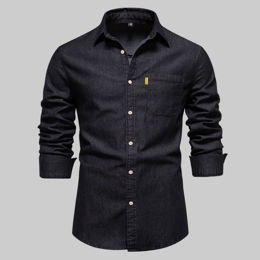 Men's Denim Long Sleeve Shirt - VibreMode