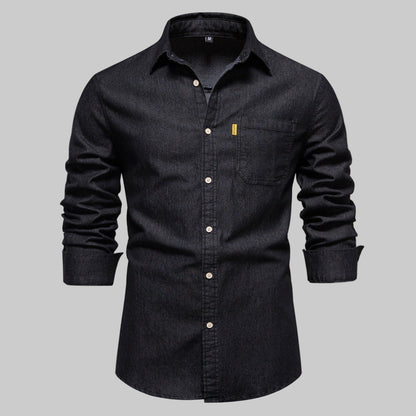 Men's Denim Long Sleeve Shirt - VibreMode