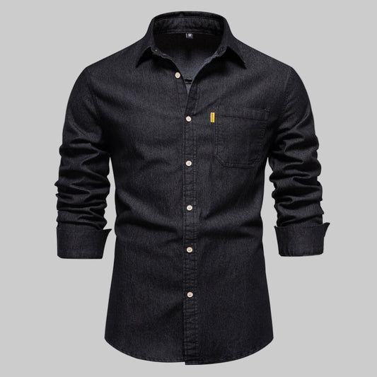 Men's Denim Long Sleeve Shirt - VibreMode