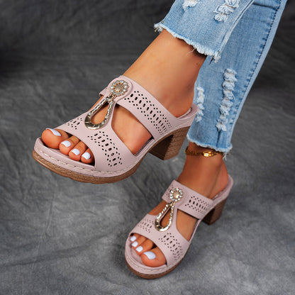 Comfortable Women's Sparkly Flat Sandals