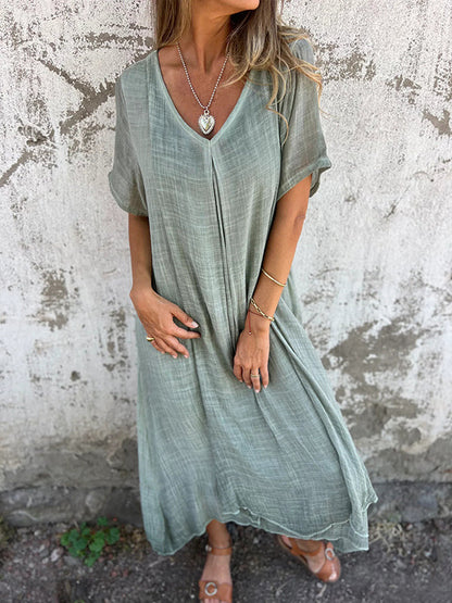 Relaxed Fit V Neck Women's Dress