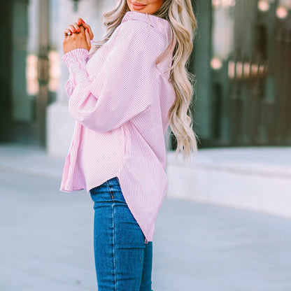 Relaxed Fit Women's Long Sleeve Striped Shirt