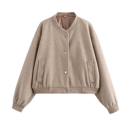 Men's Pilot Jacket Ribbed Cotton Stand-Up Collar