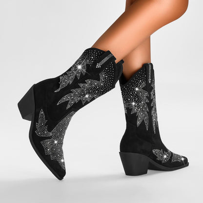 Women's Fashionable Cowboy Boots with Sparkle Detail
