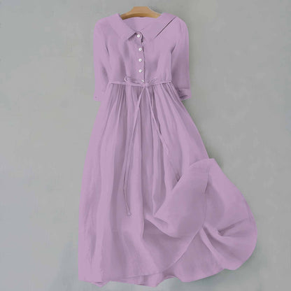 Women's Midi Casual Dress Full Button Front