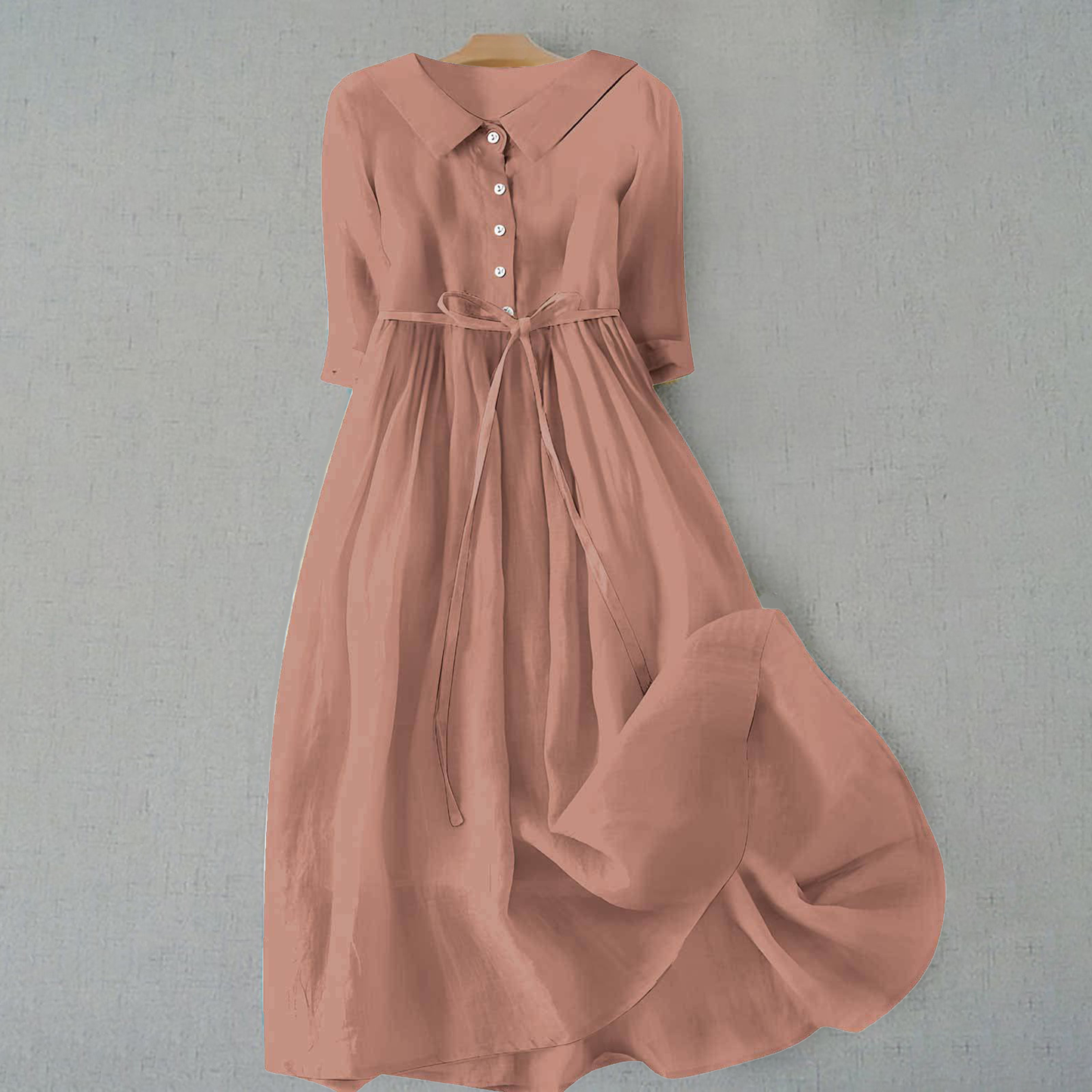 Women's Midi Casual Dress Full Button Front