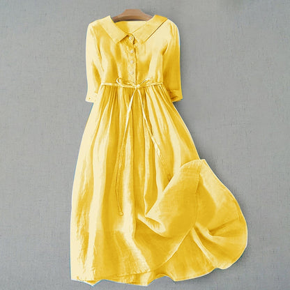 Women's Midi Casual Dress Full Button Front