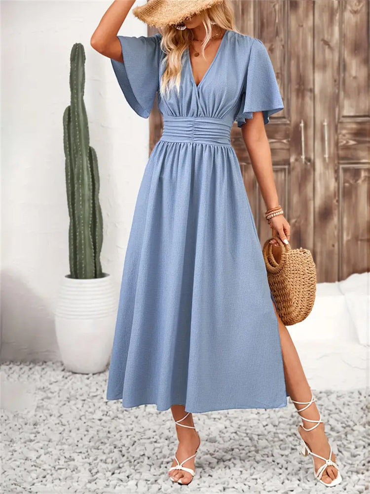 Women's Blue Midi Dress - VibreMode