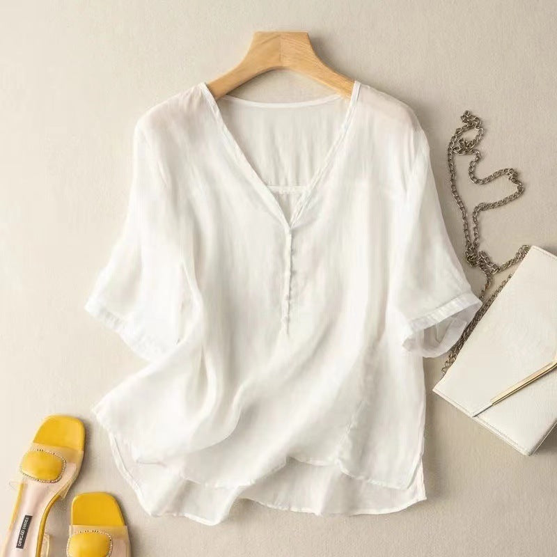 Relaxed Fit Cotton Button Down Shirt