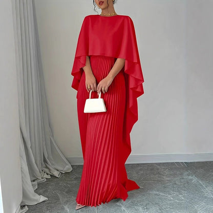 Women's Maxi Dress Pleated Batwing Sleeves