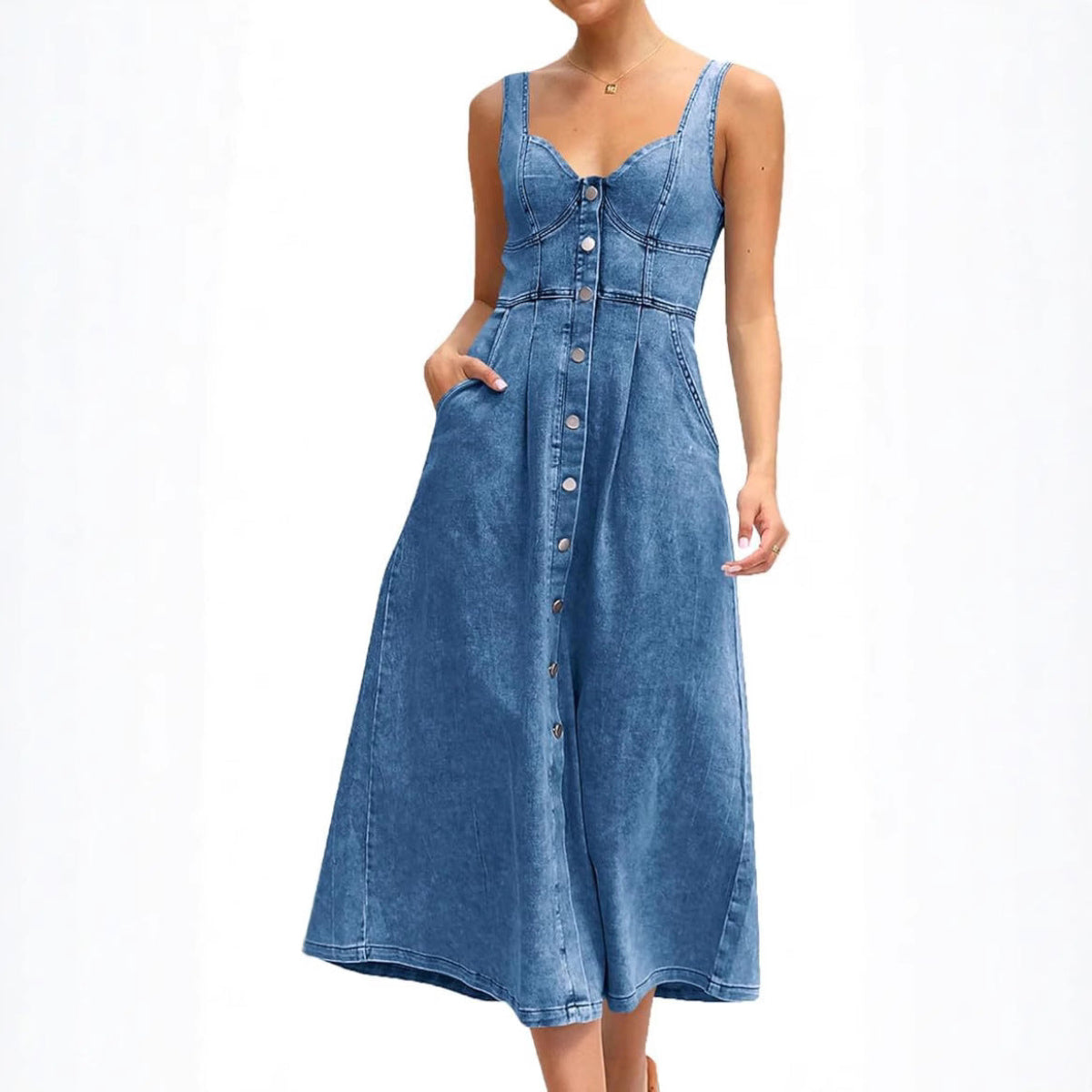 Women's Sleeveless Denim Dress