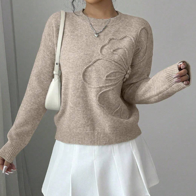 Women's Relaxed Fit Floral Pullover Sweater - VibreMode