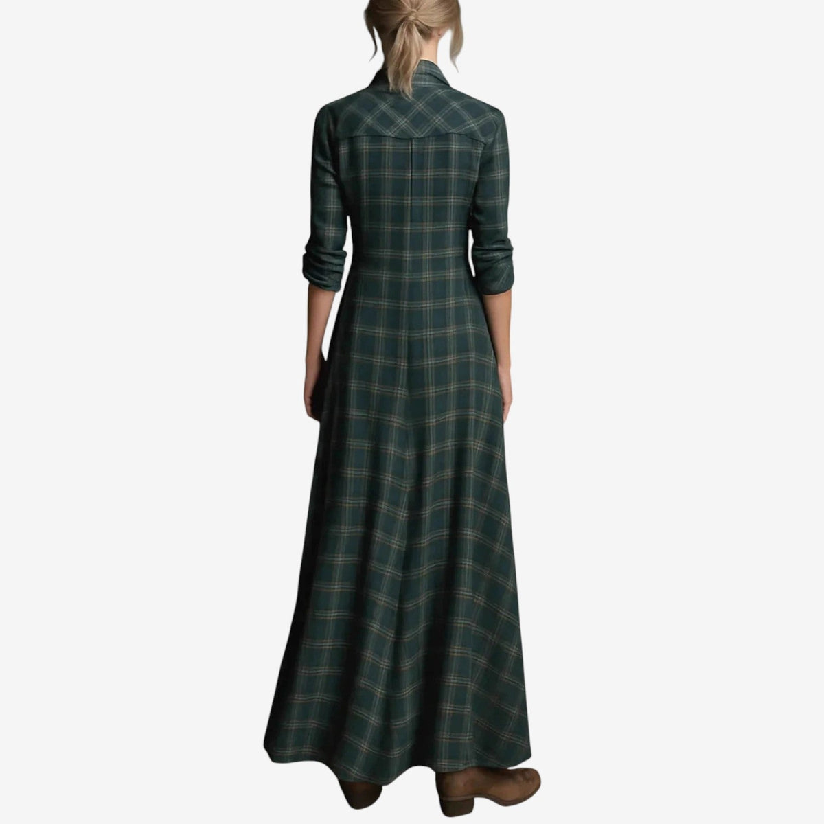 Women's Plaid Dress Collared Neckline