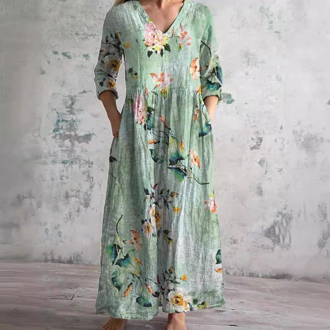 Women's V-Neck Maxi Dress Floral Print