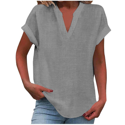 Women's Short Sleeve V-Neck Blouse