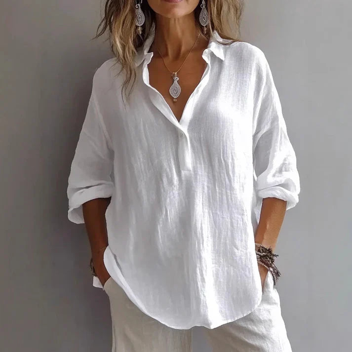 Relaxed Fit Linen Tunic Shirt