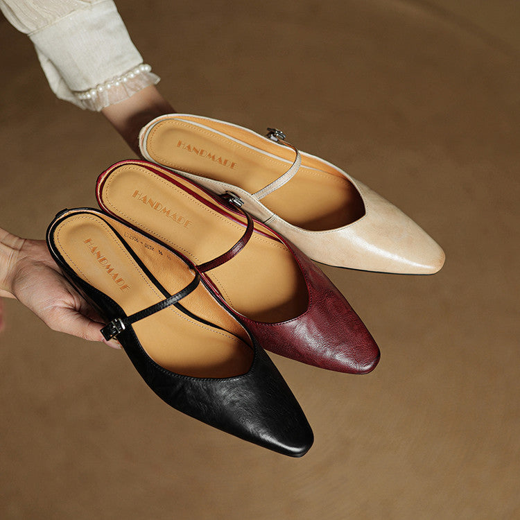 Authentic Soft Leather Mule Shoes
