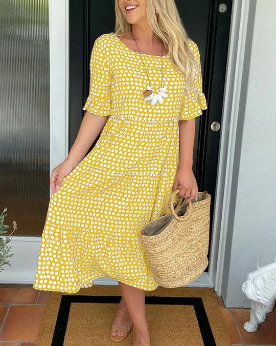 Casual Spotted Midi Dress for Women
