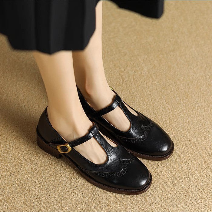 Classic Women's Low Heel Leather Mary Jane Shoes
