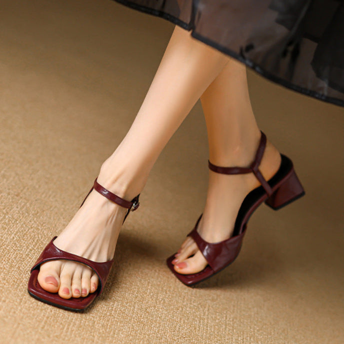 Red Authentic Leather Sandals