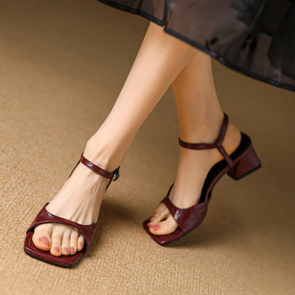 Red Authentic Leather Sandals