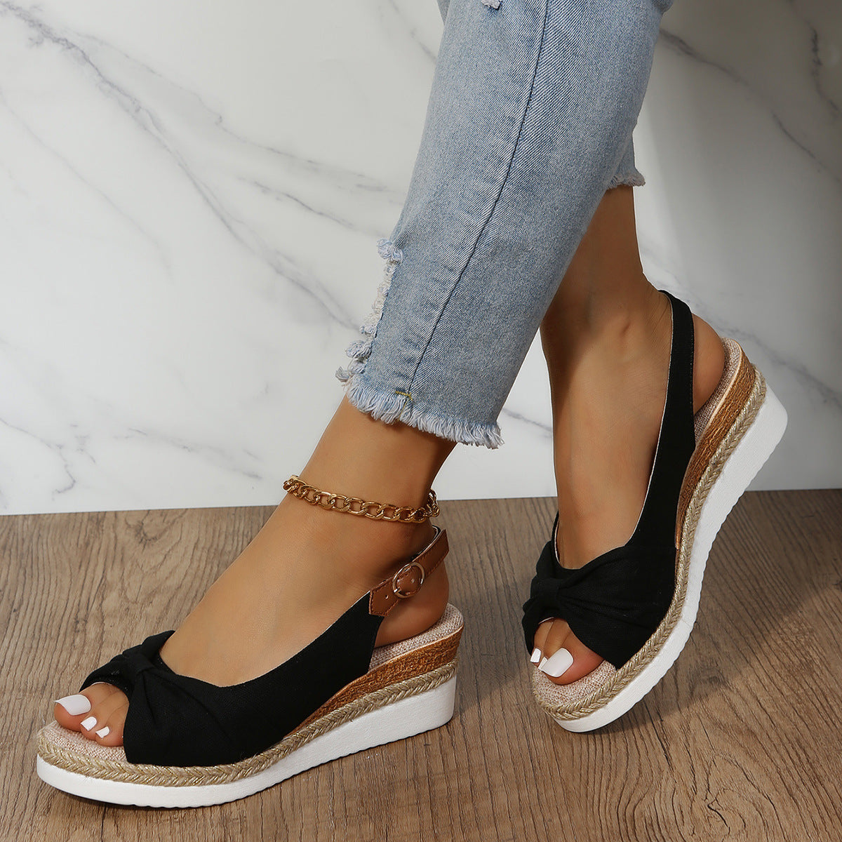 Women's Open-Toe Wedge Sandals Comfortable Elevated Heel