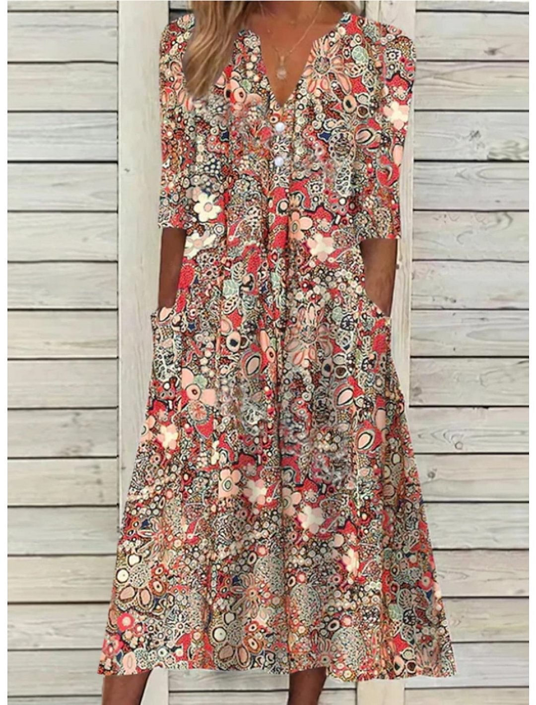 Chic Maternity Summer Dress with Tummy Panel - VibreMode