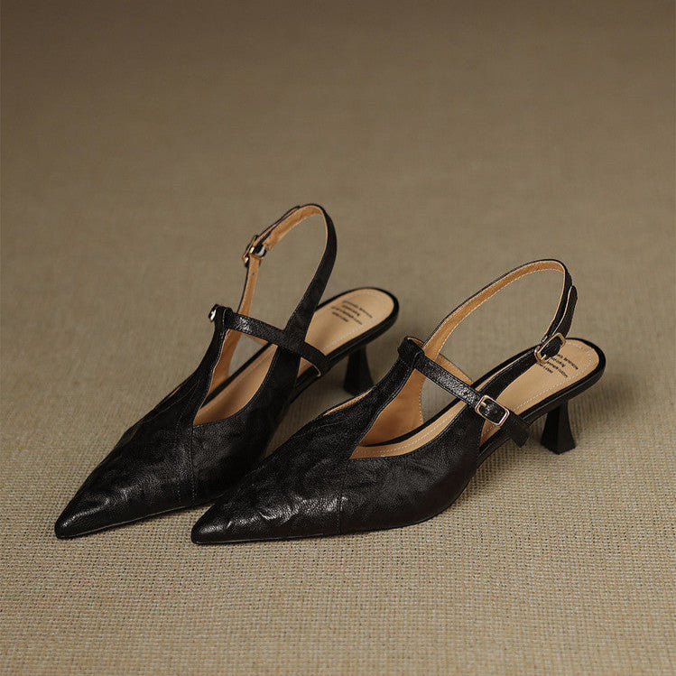 Luxury Black Leather High Heels