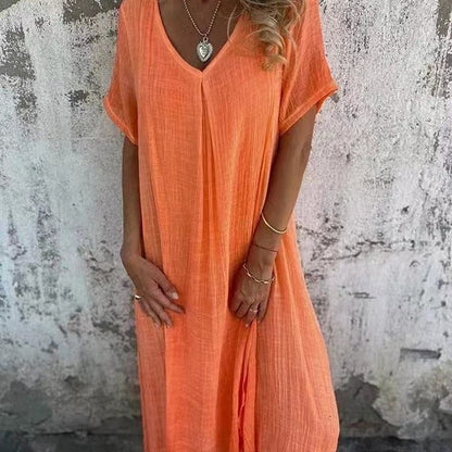 Women's V-Neck Loose Dress