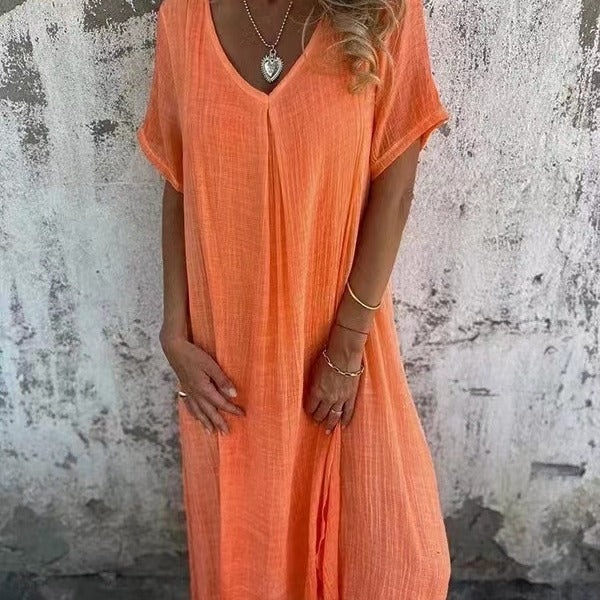 Women's Short Sleeve V-Neck Dress