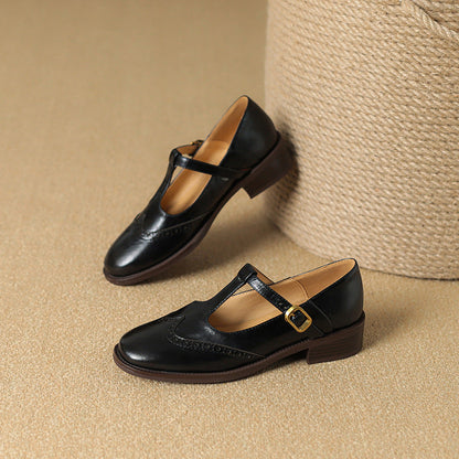 Classic Women's Low Heel Leather Mary Jane Shoes