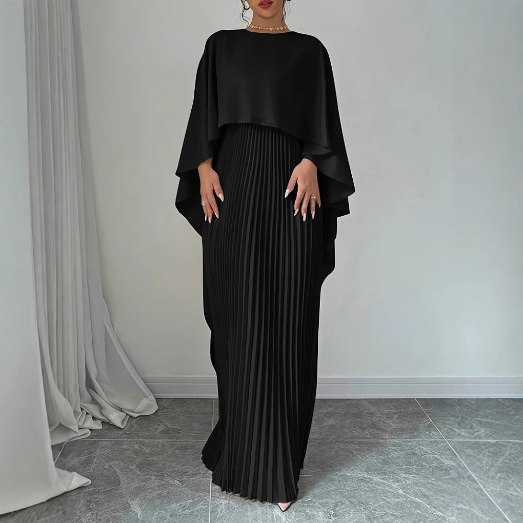 Women's Maxi Dress Pleated Batwing Sleeves