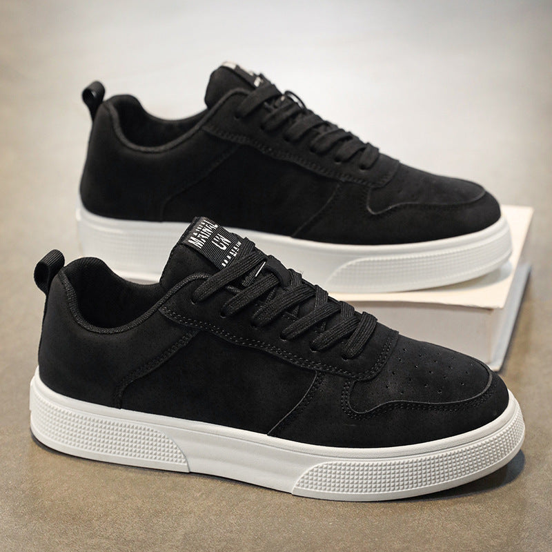 Men's Lace-Up Sneakers Breathable Rubber Sole Black - VibreMode