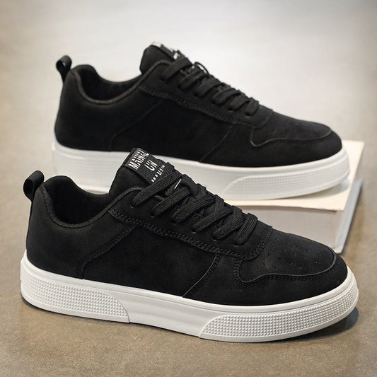 Men's Lace-Up Sneakers Breathable Rubber Sole Black - VibreMode