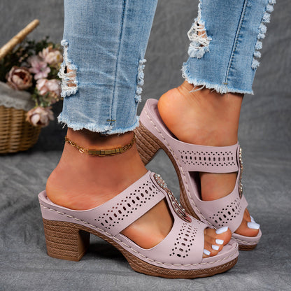 Comfortable Women's Sparkly Flat Sandals