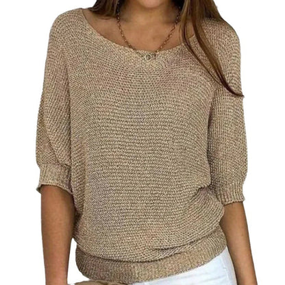 Women's Batwing Sweater Ribbed Trim - VibreMode